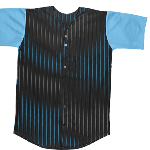 ADULT  PINSTRIPE BASEBALL JERSEY - Black / Columbian Blue, M