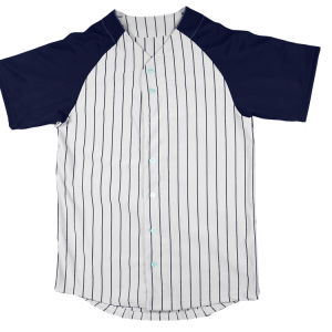 YOUTH PINSTRIPE BASEBALL JERSEY - WHITE / NAVY BLUE, M