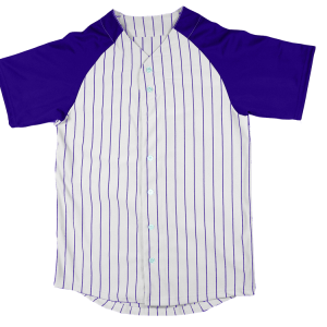 YOUTH PINSTRIPE BASEBALL JERSEY - White / Purple, M