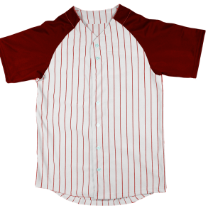 YOUTH PINSTRIPE BASEBALL JERSEY - White / Red, M