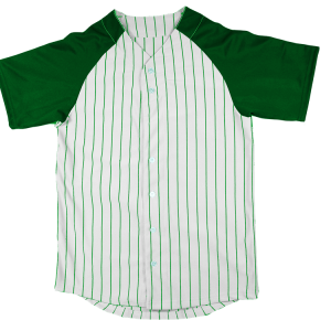YOUTH PINSTRIPE BASEBALL JERSEY - WHITE / KELLY GREEN, M