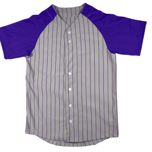 YOUTH PINSTRIPE BASEBALL JERSEY - Silver / Purple, M