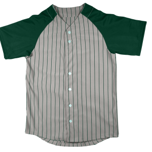 YOUTH PINSTRIPE BASEBALL JERSEY - SILVER / DARK GREEN, M