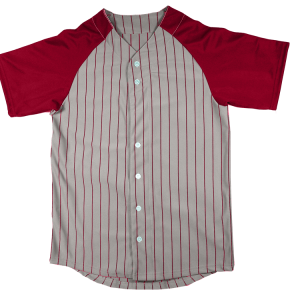 YOUTH PINSTRIPE BASEBALL JERSEY - Silver / Cardinal, M