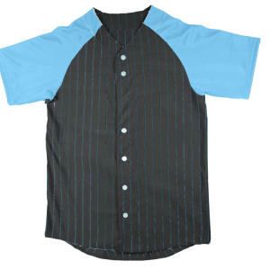 YOUTH PINSTRIPE BASEBALL JERSEY - Black / Columbian Blue, M