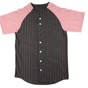 YOUTH PINSTRIPE BASEBALL JERSEY - BLACK / PINK, M
