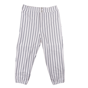 GIRL'S SOFTBALL PANTS - WHITE / NAVY BLUE, M